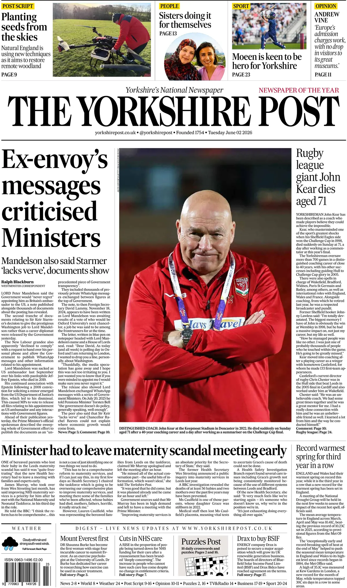 Cover The Yorkshire Post 02/06/2026