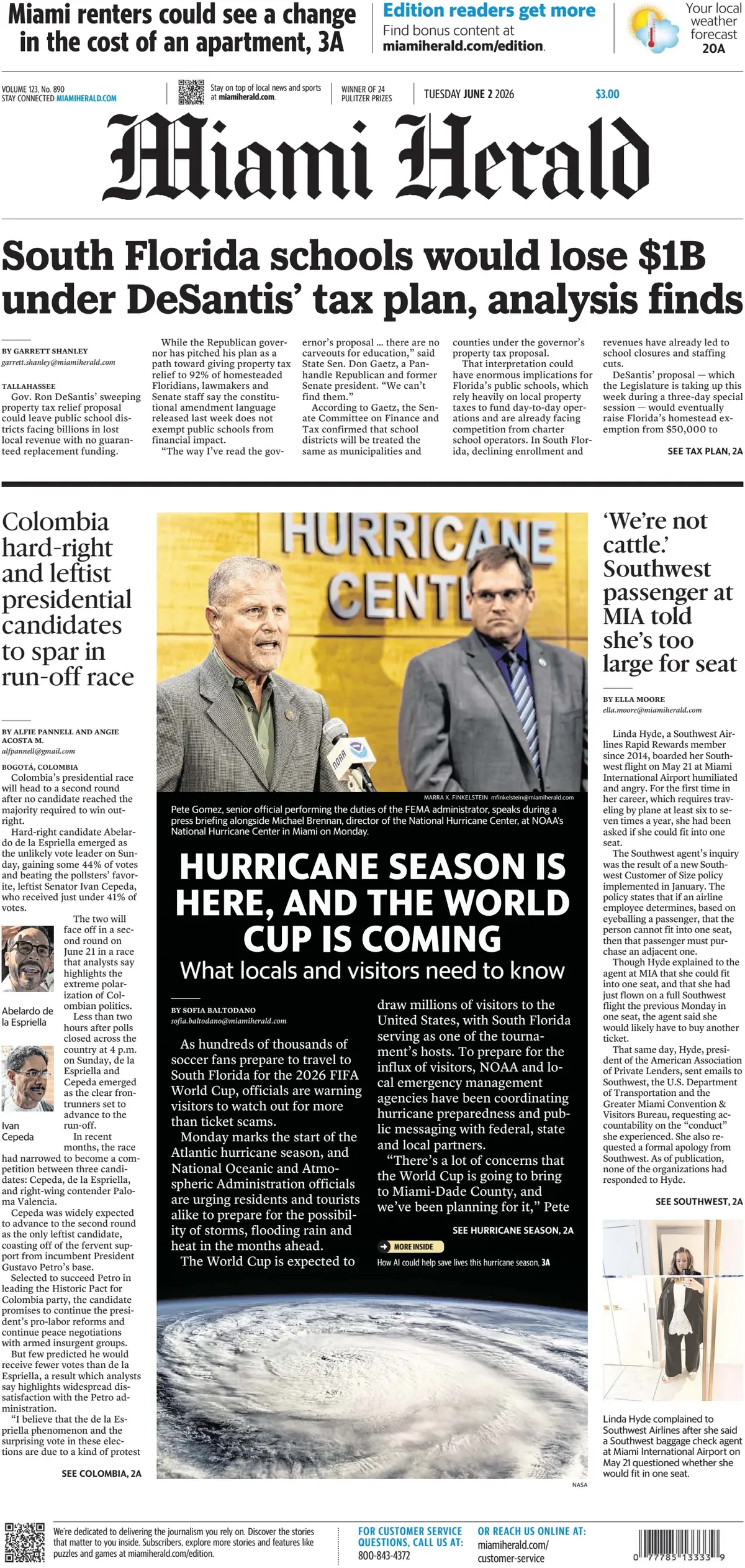 Cover Miami Herald 02/06/2026