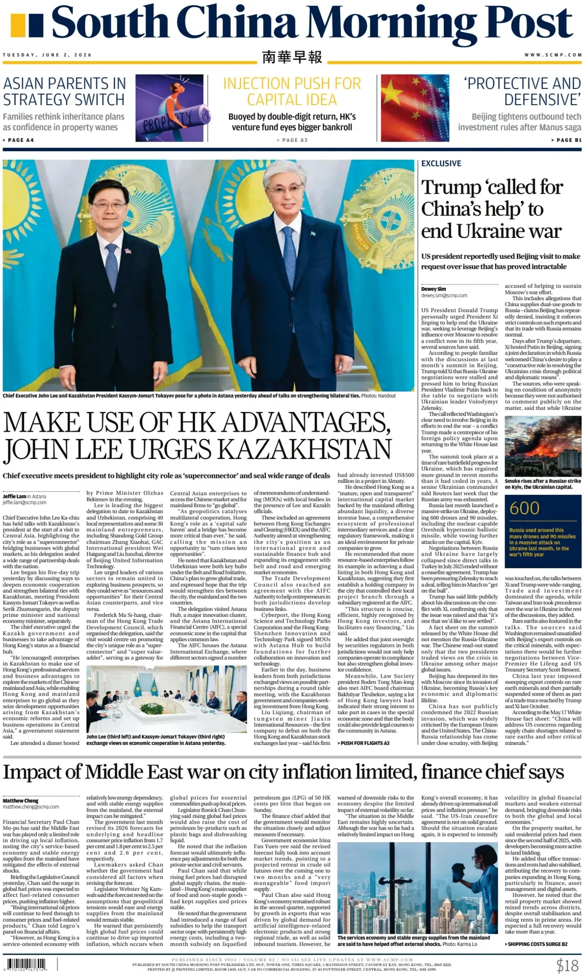 Cover South China Morning Post 02/06/2026