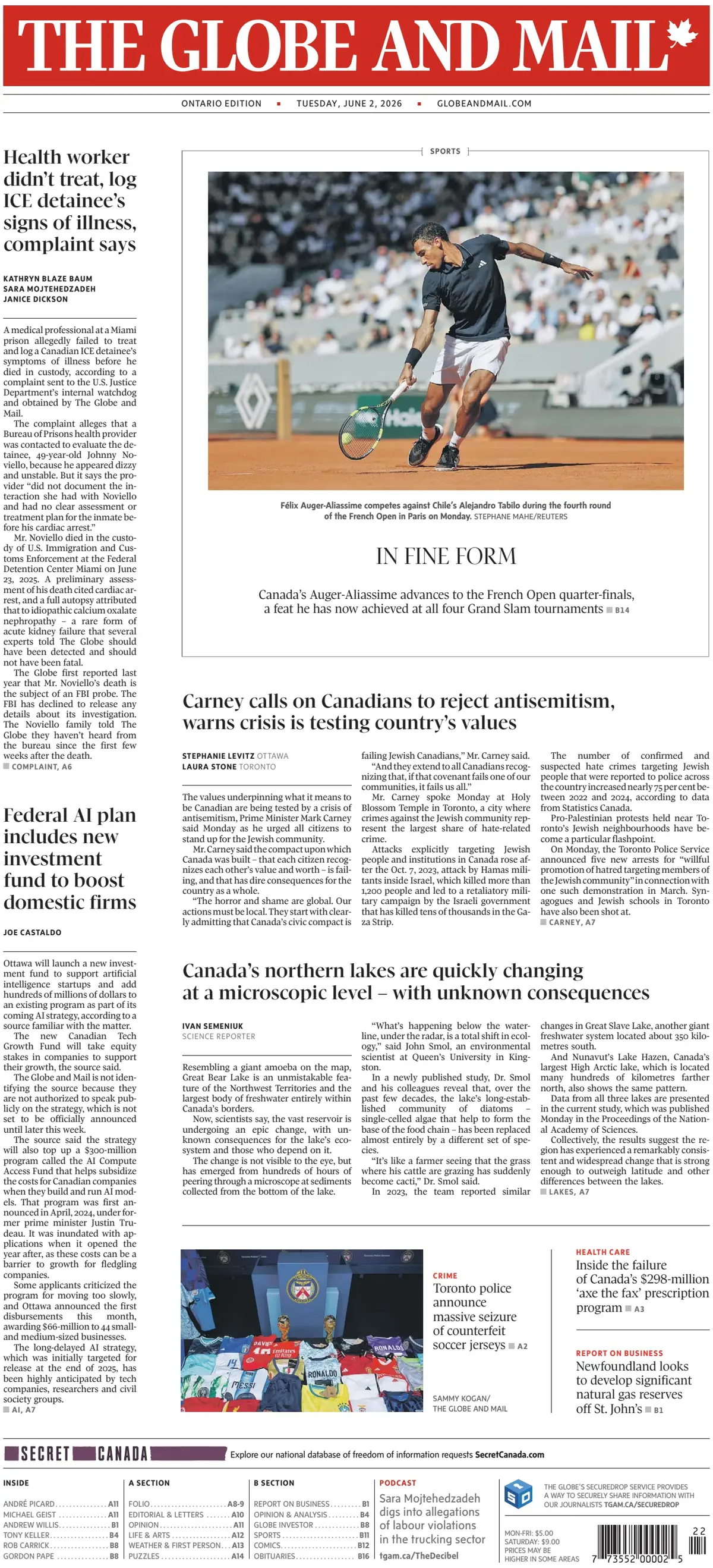 Cover The Globe and Mail 02/06/2026