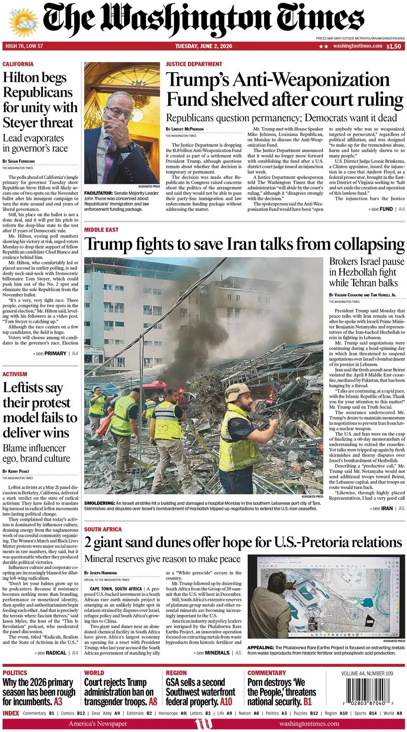 Cover The Washington Times 02/06/2026