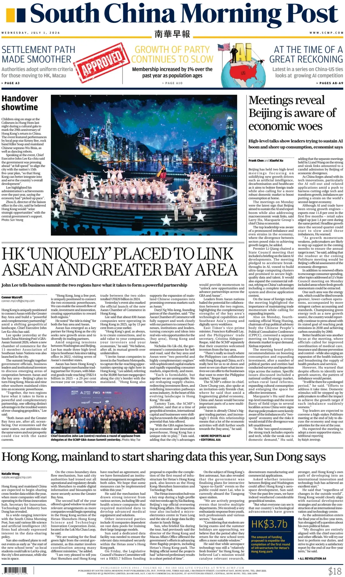 Cover South China Morning Post 01/07/2026