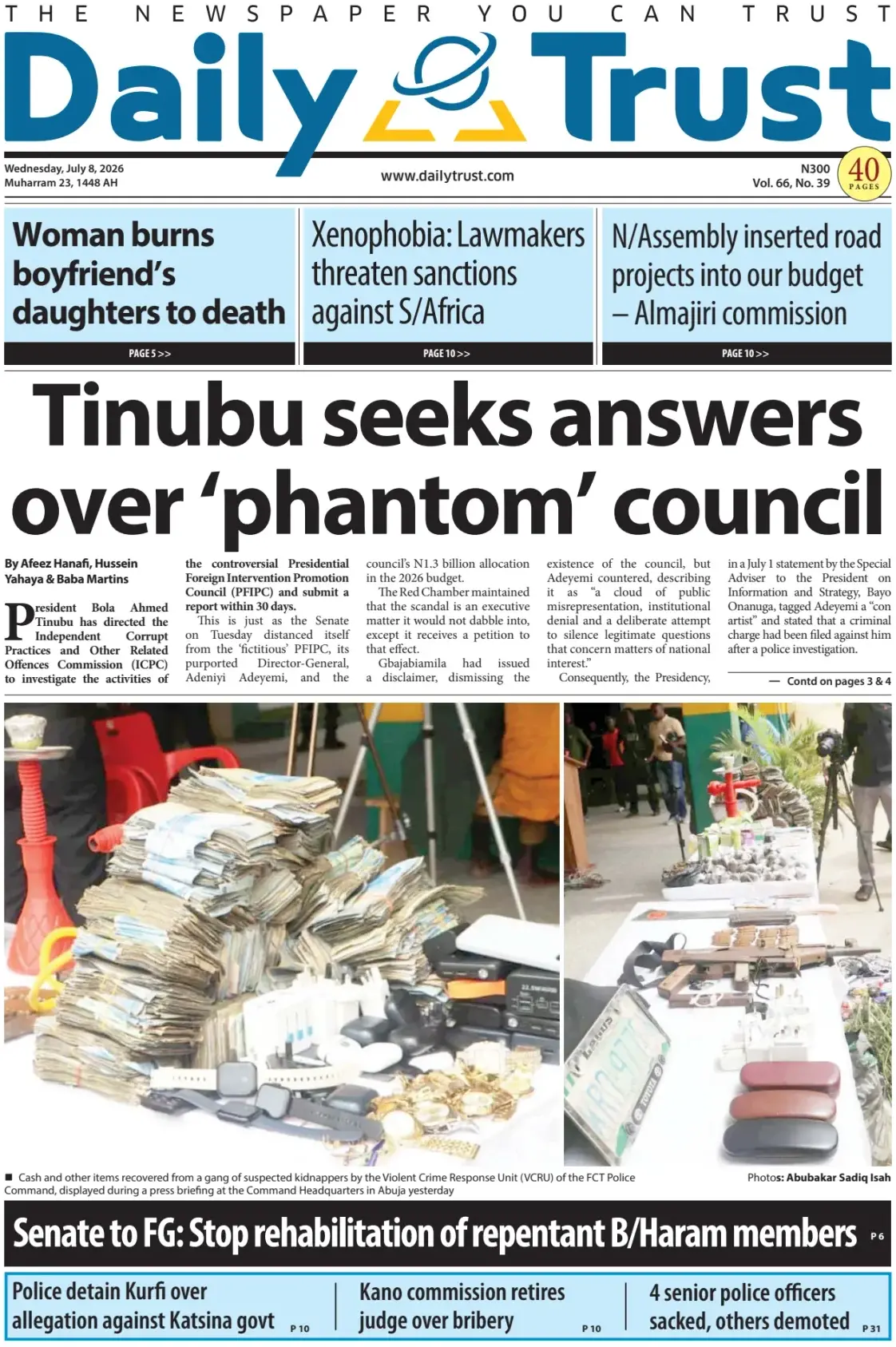 Cover Daily Trust 08/07/2026