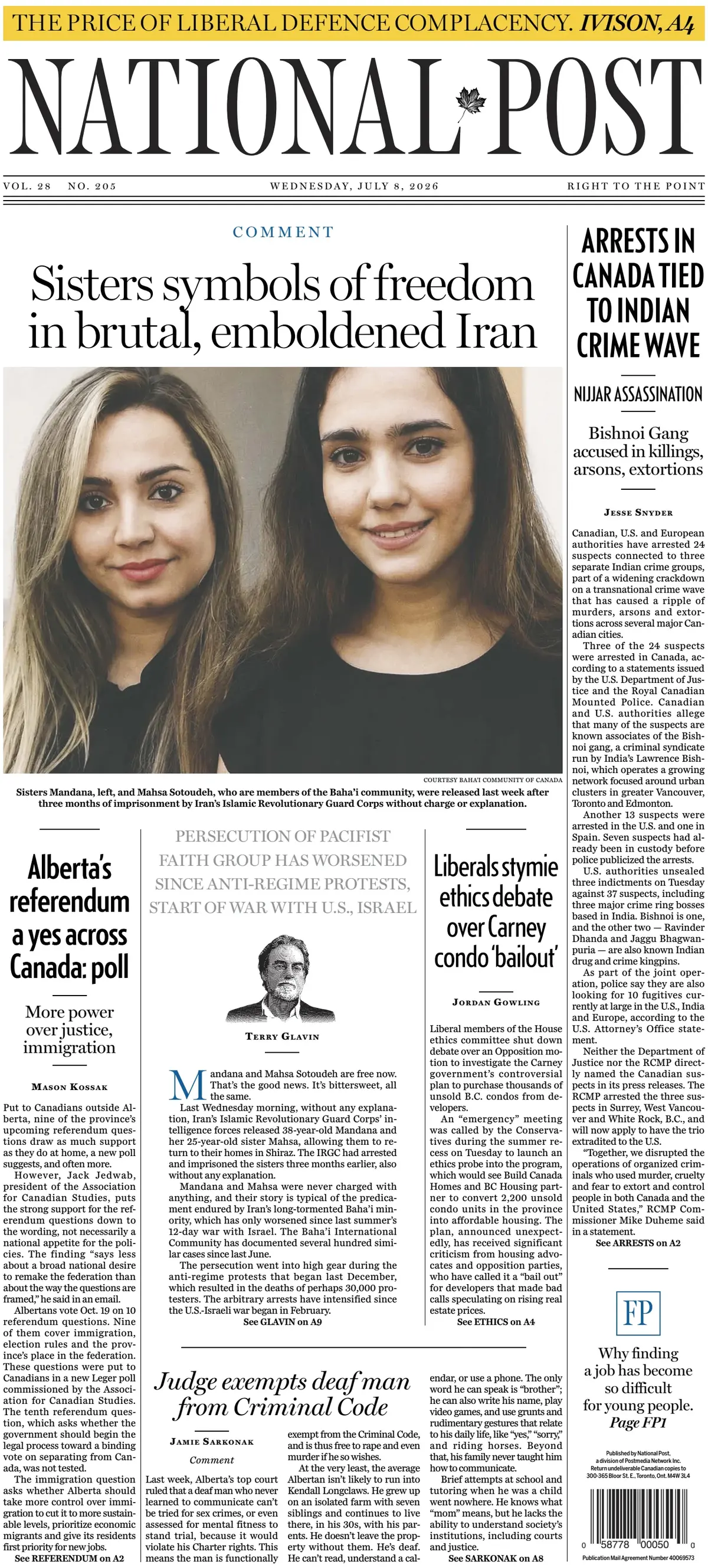Cover National Post | The Post 08/07/2026