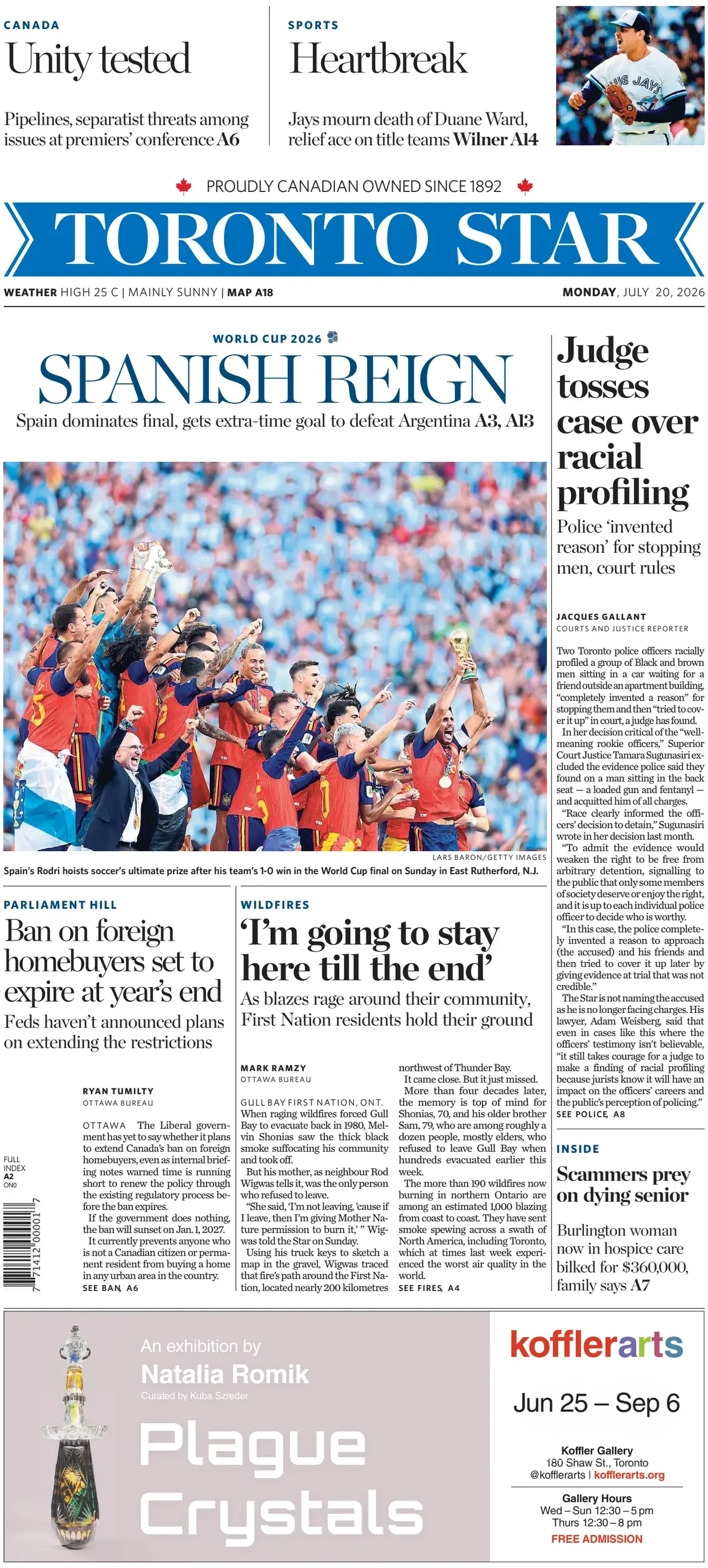 Cover Toronto Star 20/07/2026