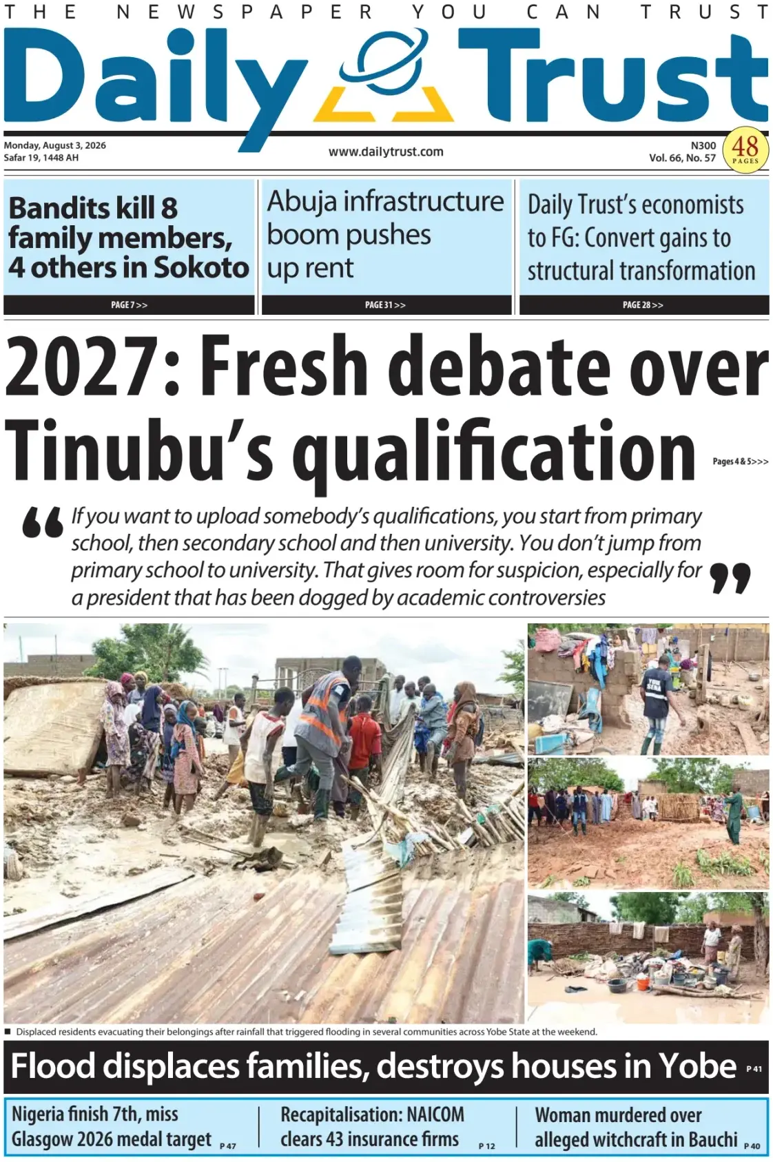 Cover Daily Trust 03/08/2026
