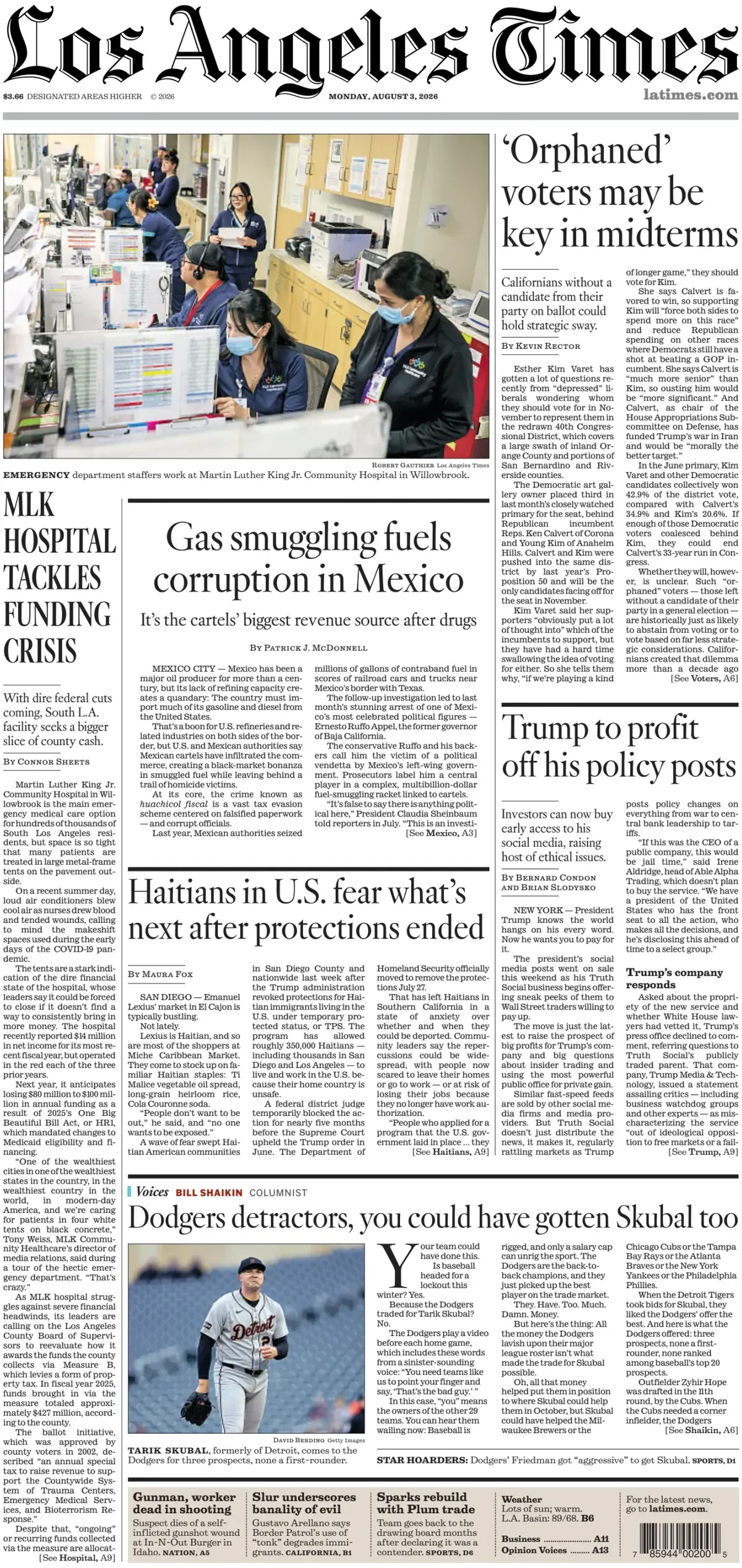 Cover Los Angeles Times 03/08/2026