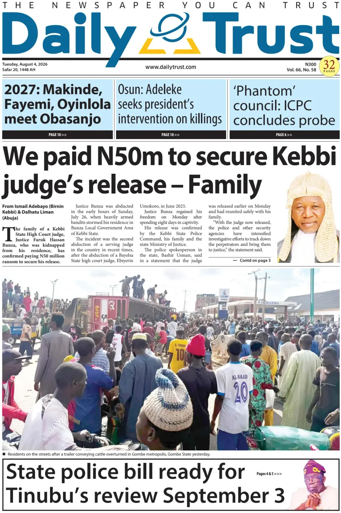 Cover Daily Trust 04/08/2026