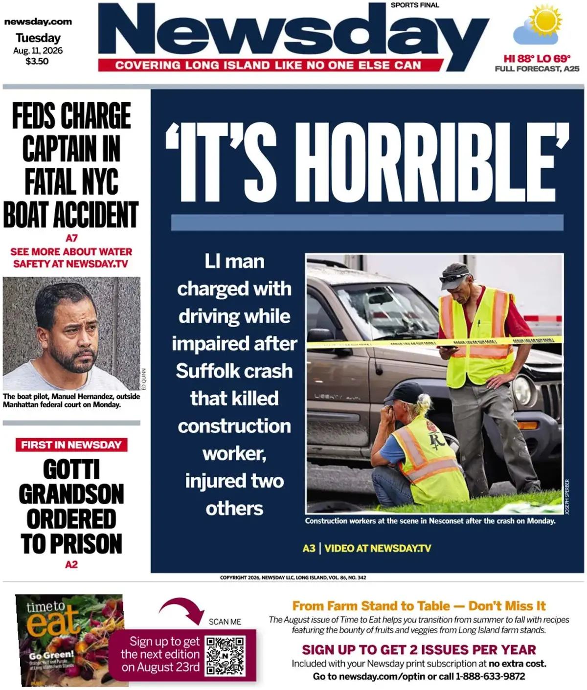 Cover Newsday 11/08/2026