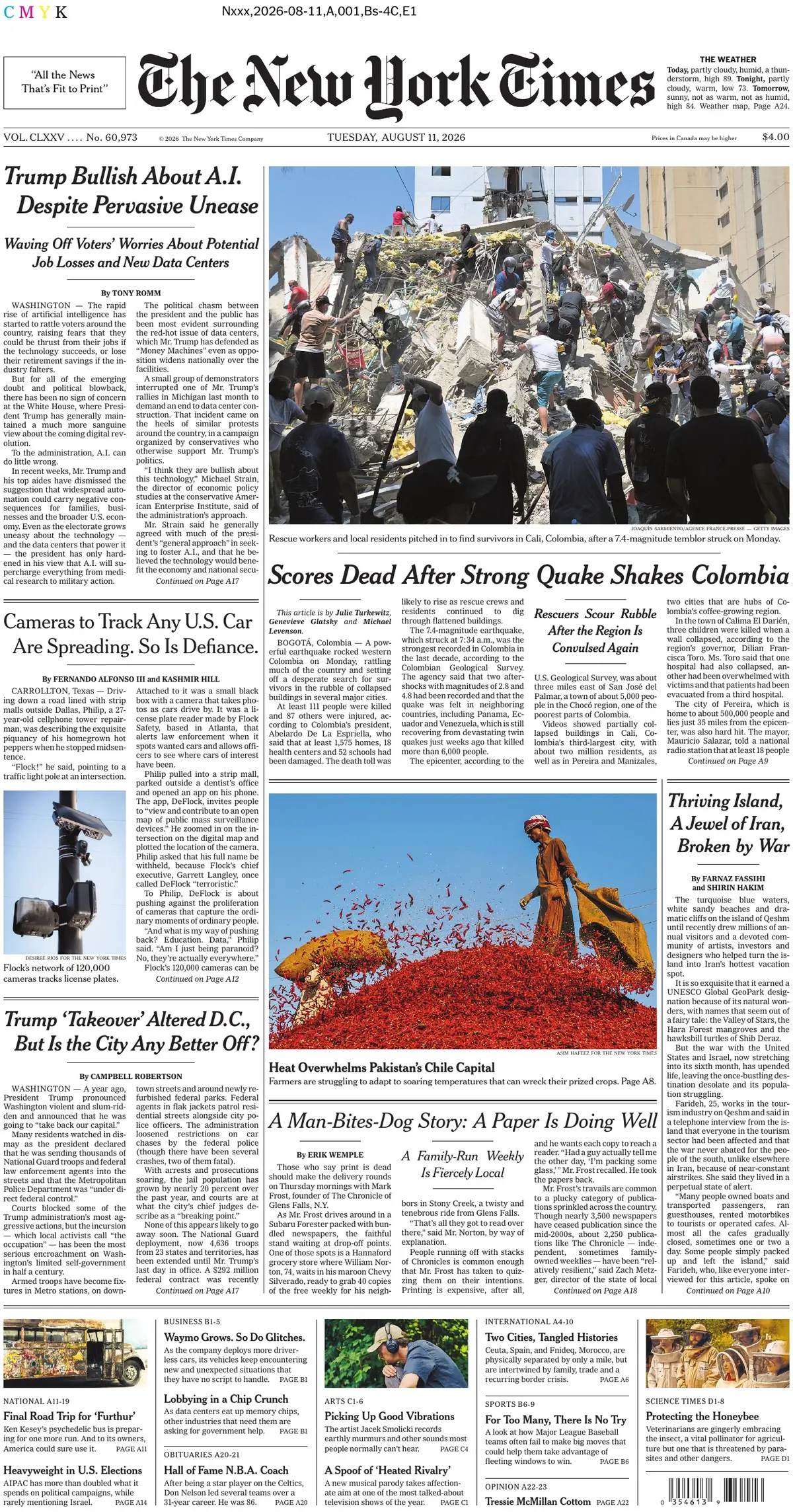 Cover The New York Times 11/08/2026