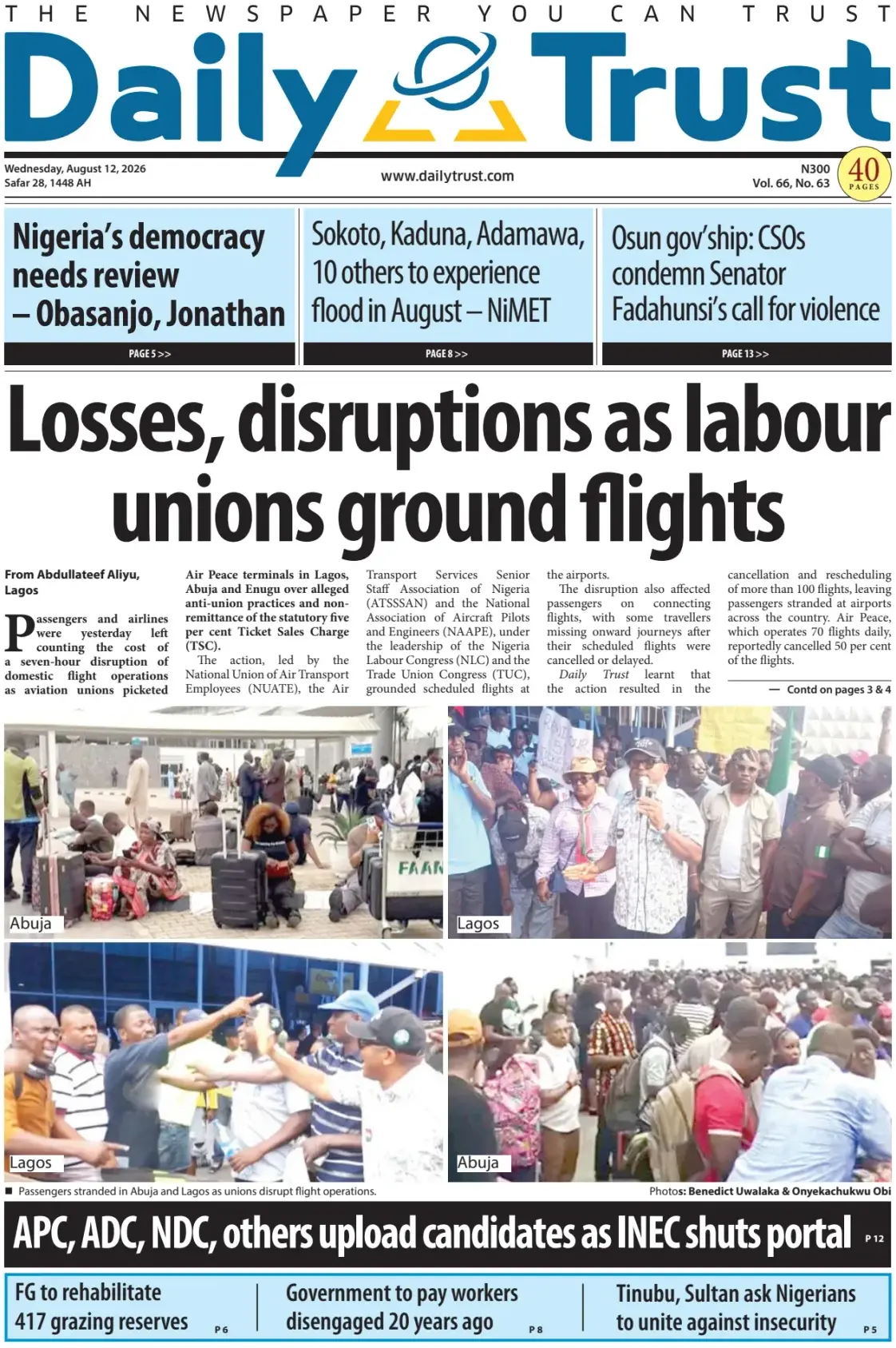 Cover Daily Trust 12/08/2026