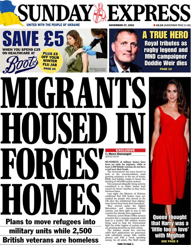 Daily Express - Front Page - 27/11/2022