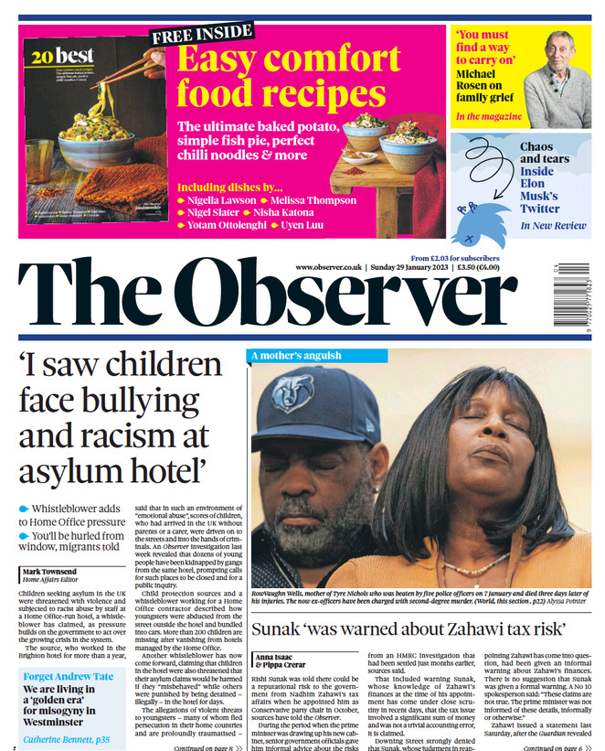 The Observer - Cover - 29/01/2023