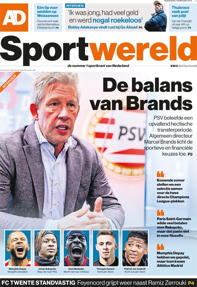 AD Sportwereld - Front Page - 01/02/2023