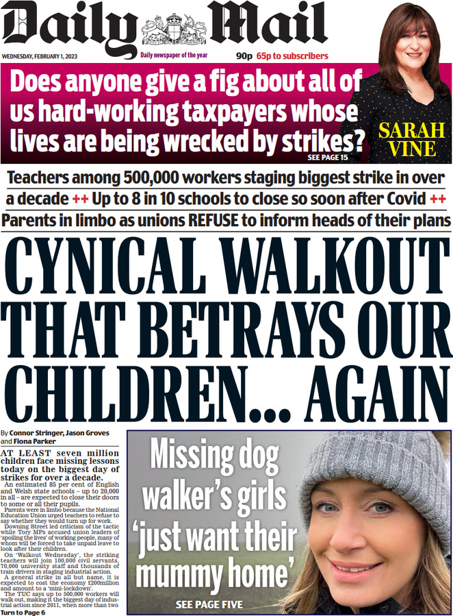 Daily Mail - Front Page - 01/02/2023