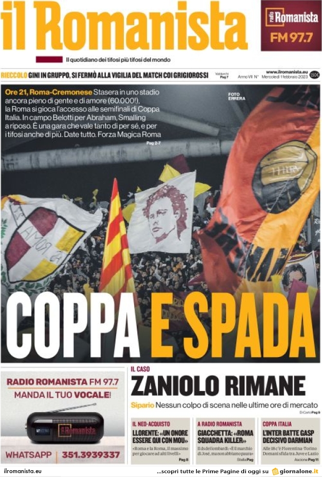 Il Romanista - Front Page - 01/02/2023