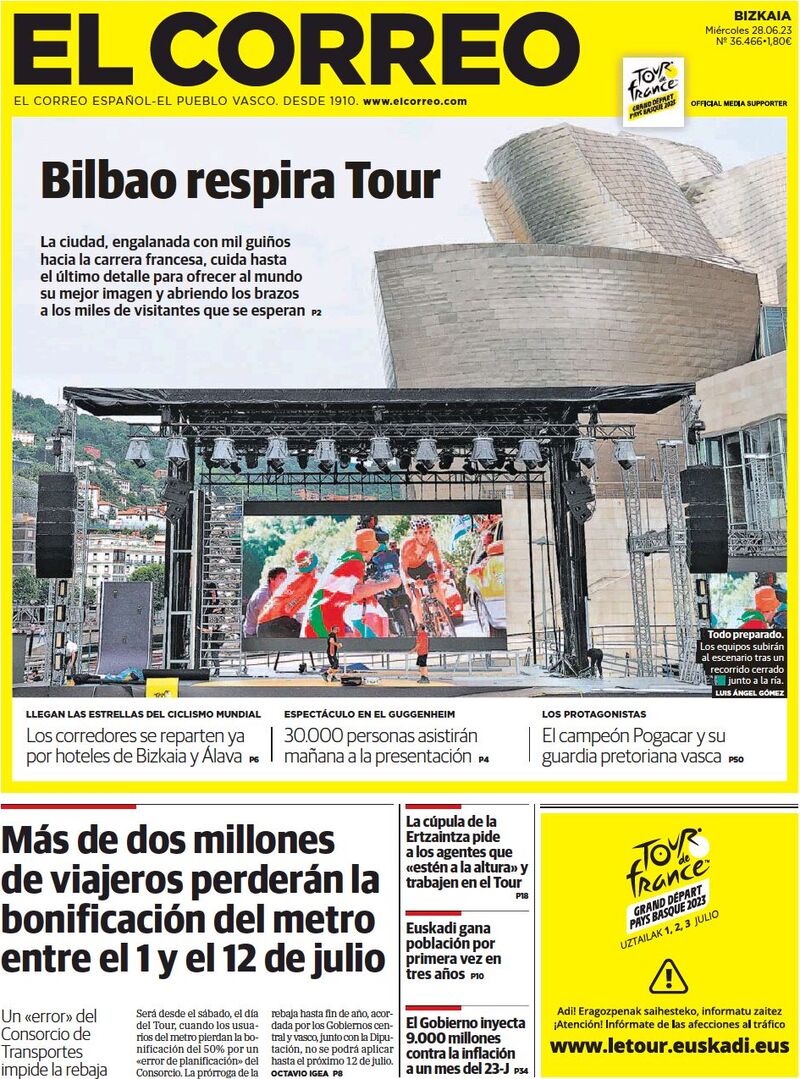El Correo Today's Front Page