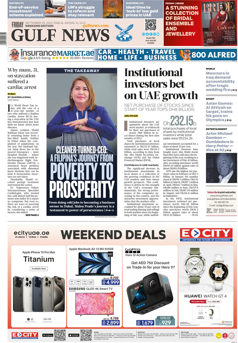 Gulf News - Front Page - 29/09/2023
