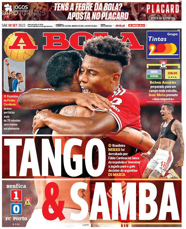 A Bola - Front Page - 30/09/2023