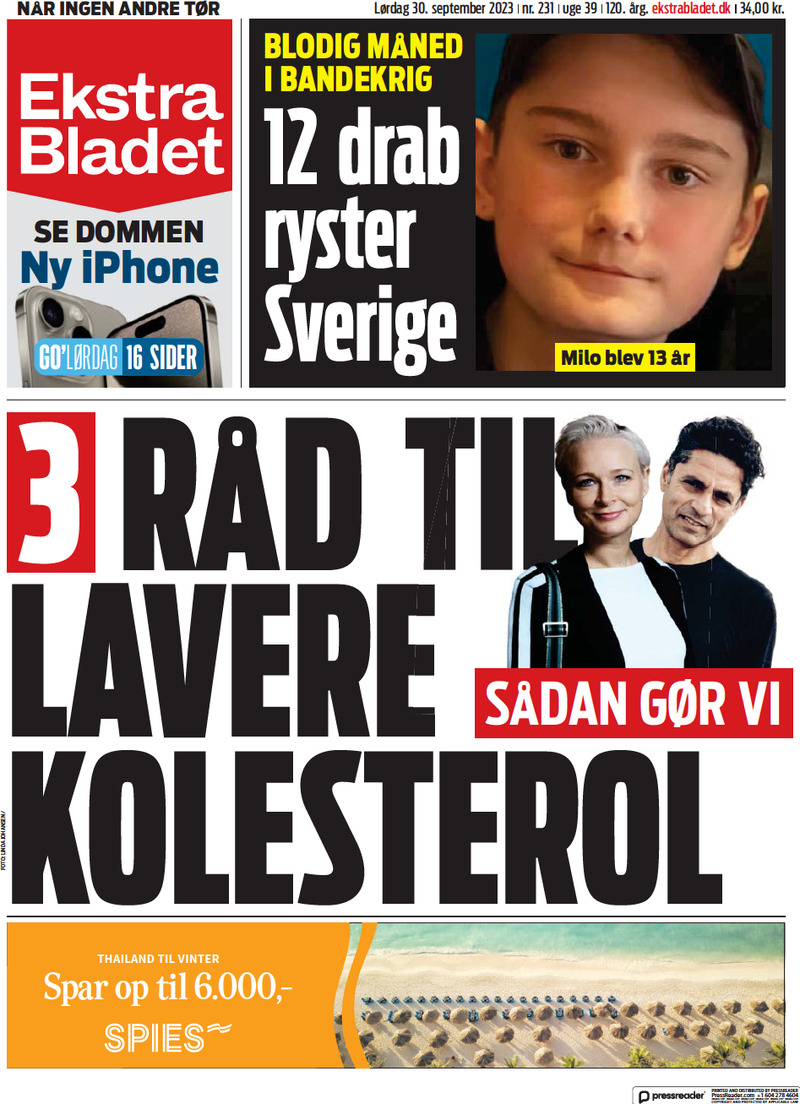 Ekstra Bladet - Front Page - 30/09/2023