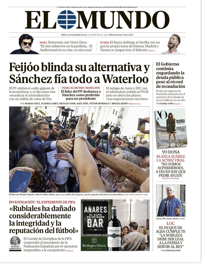 El Mundo - Front Page - 30/09/2023