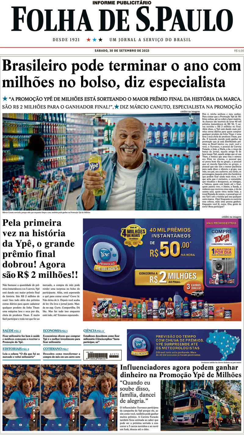 Folha de S.Paulo - Front Page - 30/09/2023