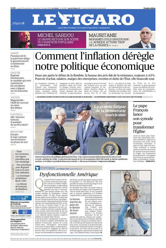 Le Figaro - Front Page - 30/09/2023