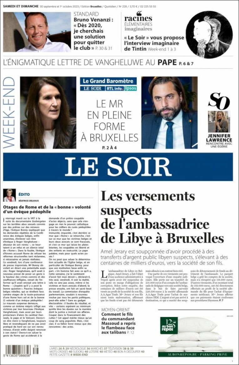Le Soir - Front Page - 30/09/2023