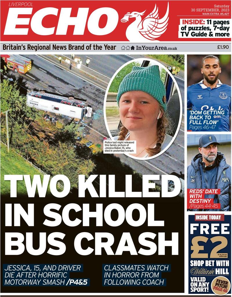 Liverpool Echo - Front Page - 30/09/2023