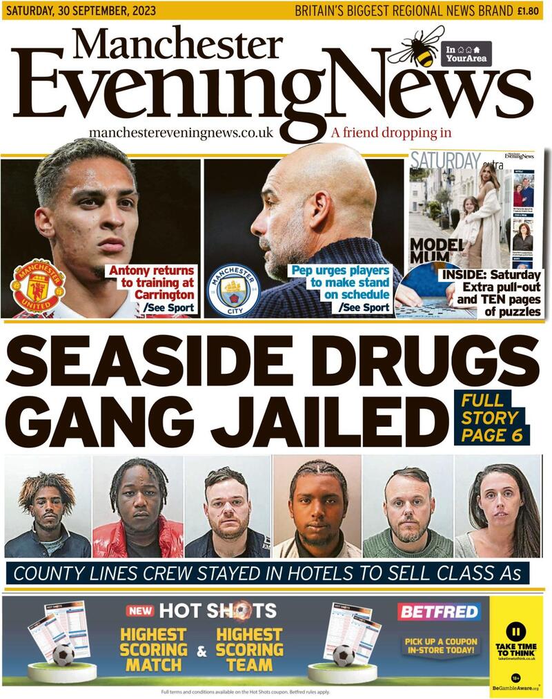 Manchester Evening News - Front Page - 30/09/2023