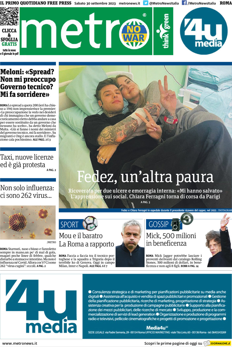 Metro (Roma) - Front Page - 30/09/2023