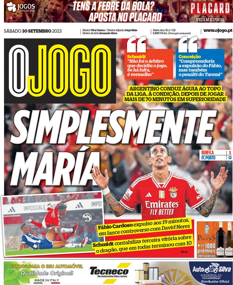 O Jogo - Front Page - 30/09/2023