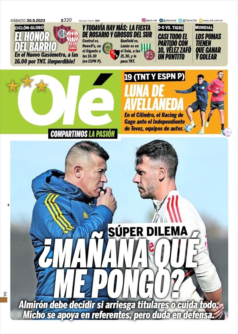 Olé - Front Page - 30/09/2023