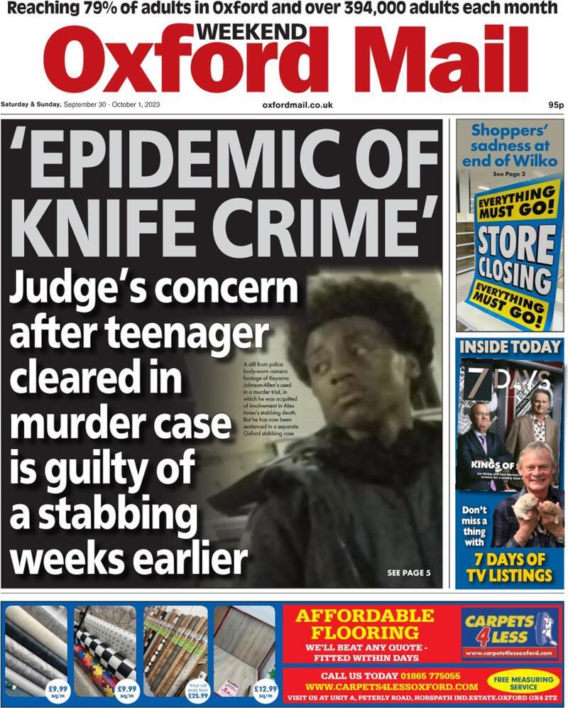 Oxford Mail - Front Page - 30/09/2023