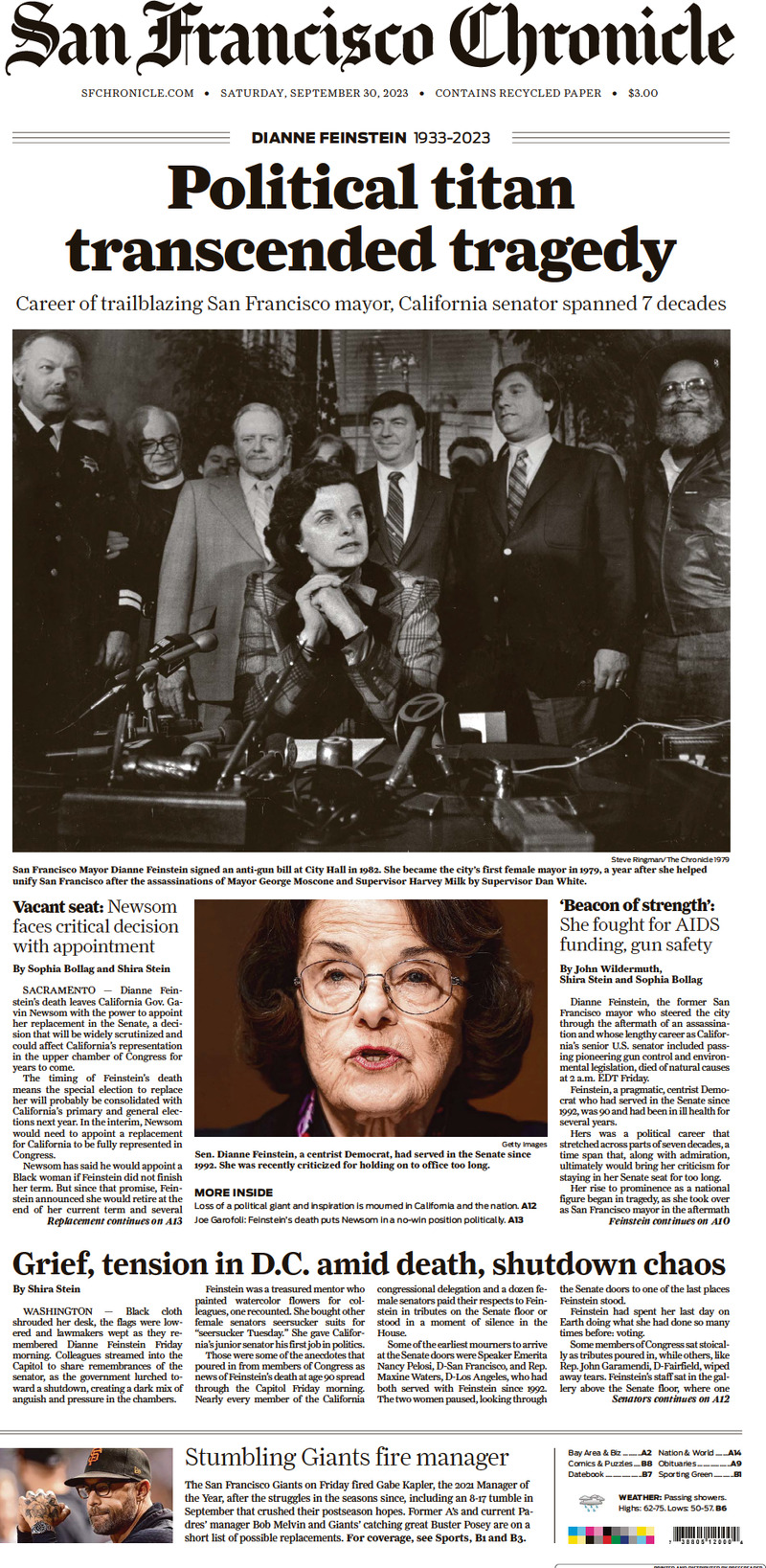 San Francisco Chronicle - Cover - 30/09/2023