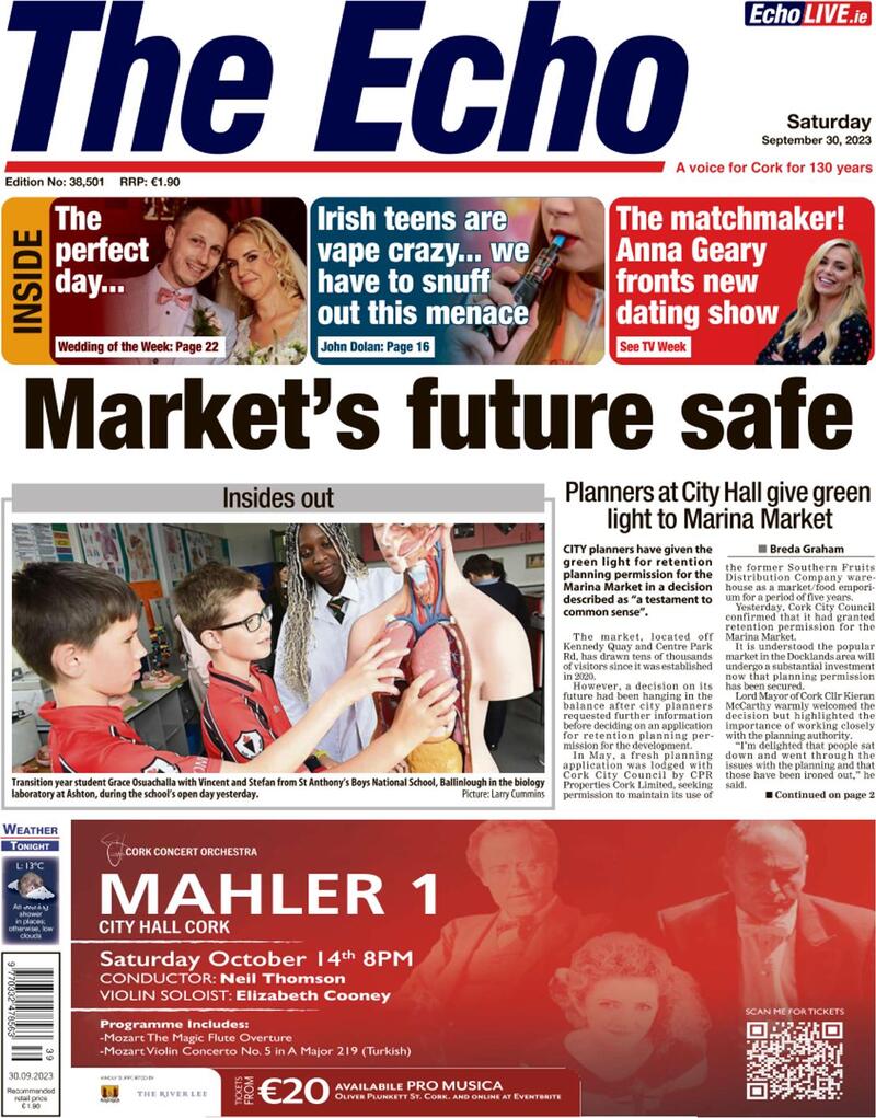 The Echo (Cork) - Front Page - 30/09/2023