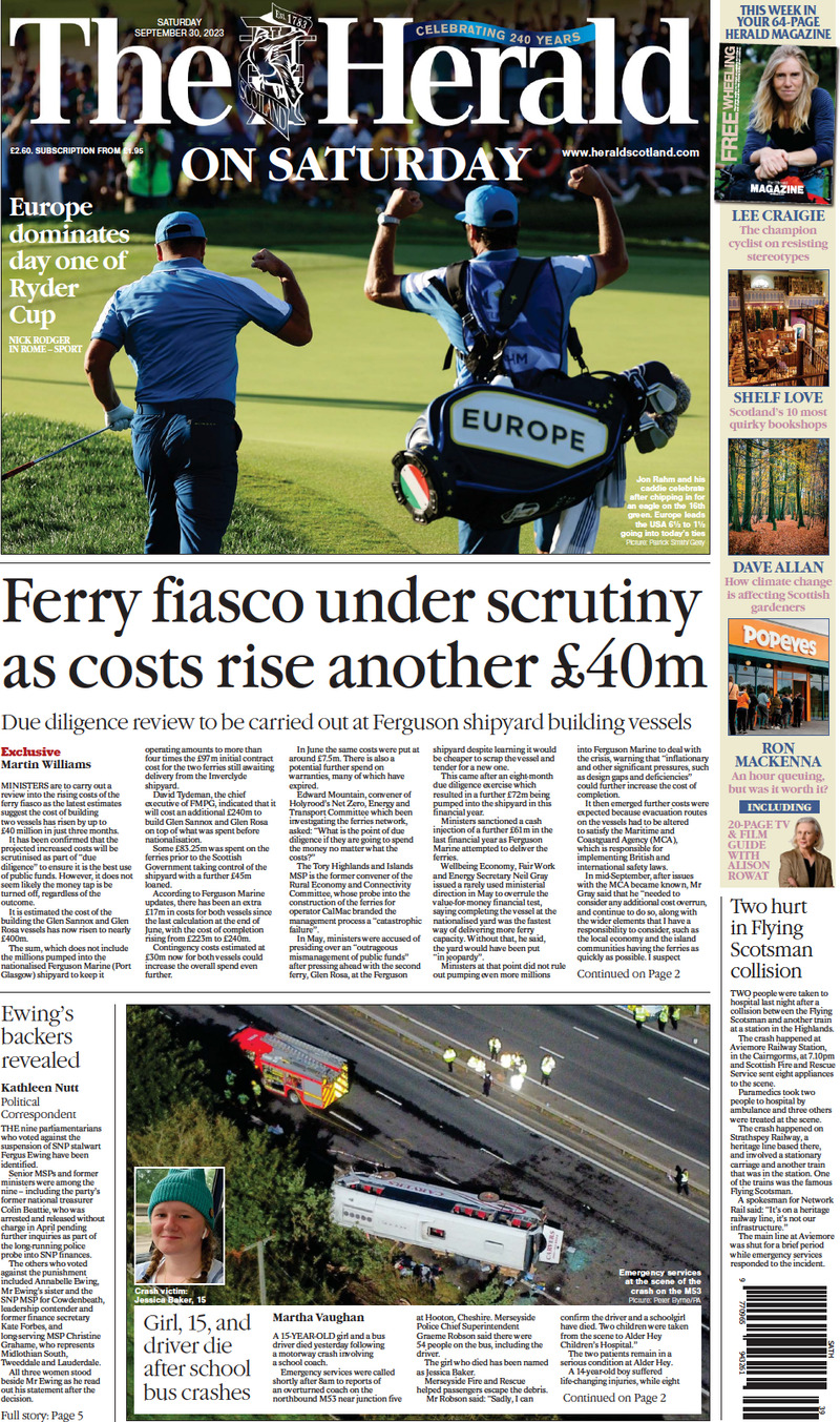 The Herald (Scotland) - Front Page - 30/09/2023