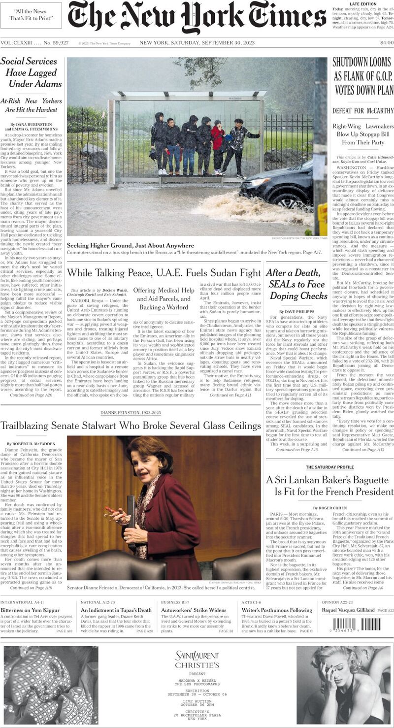 The New York Times - Cover - 30/09/2023