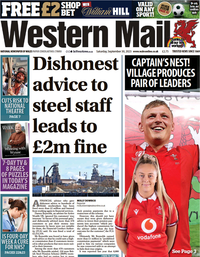 Western Mail (Wales) - Front Page - 30/09/2023