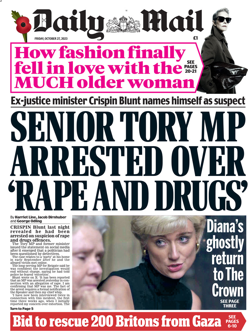 Daily Mail - Front Page - 27/10/2023