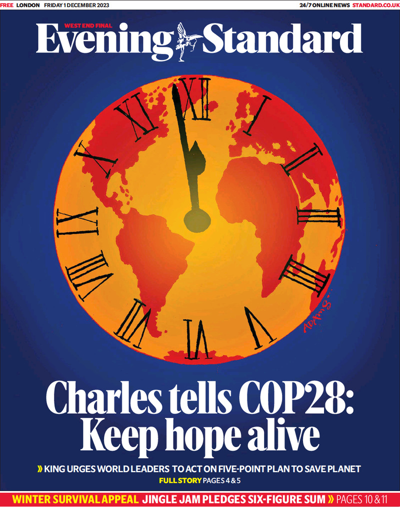 Evening Standard - Front Page - 01/12/2023