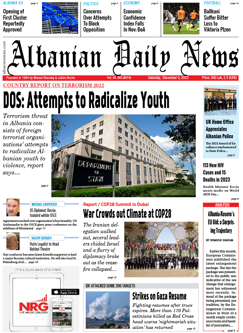 Albanian Daily News - Front Page - 02/12/2023