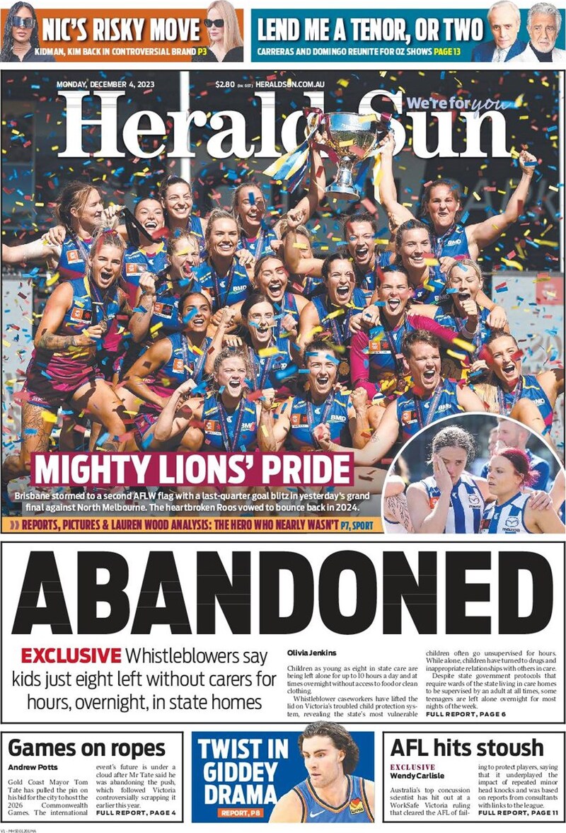 Herald Sun - Front Page - 04/12/2023