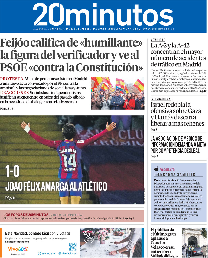 20 minutos (Madrid) - Front Page - 04/12/2023