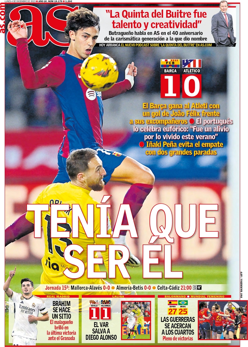 AS (Madrid) - Front Page - 04/12/2023