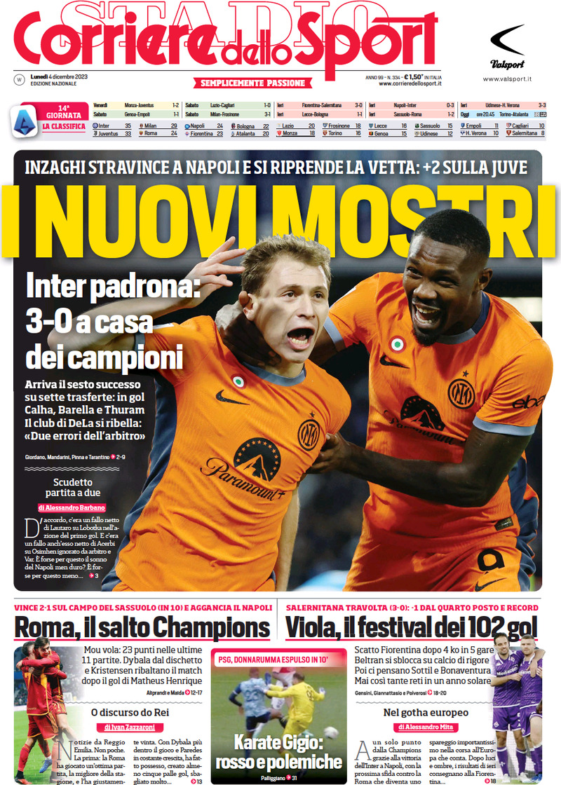 Corriere dello Sport - Front Page - 04/12/2023