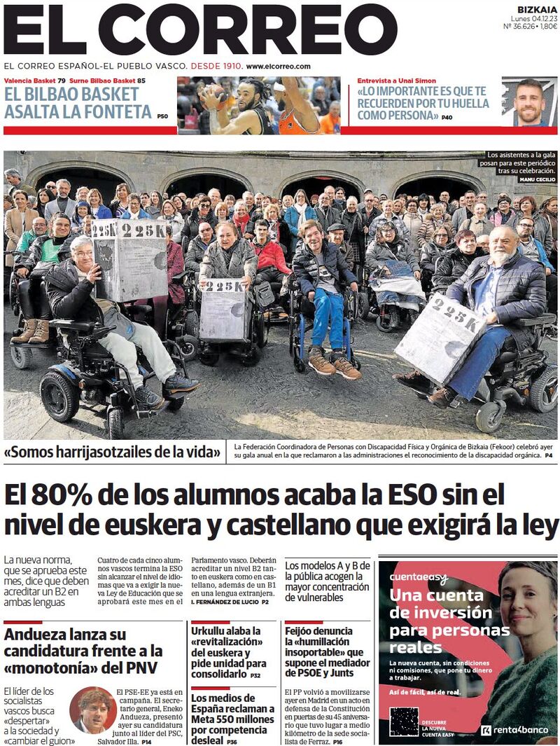 El Correo - Front Page - 04/12/2023