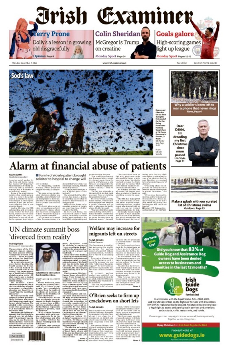 Irish Examiner - Front Page - 04/12/2023