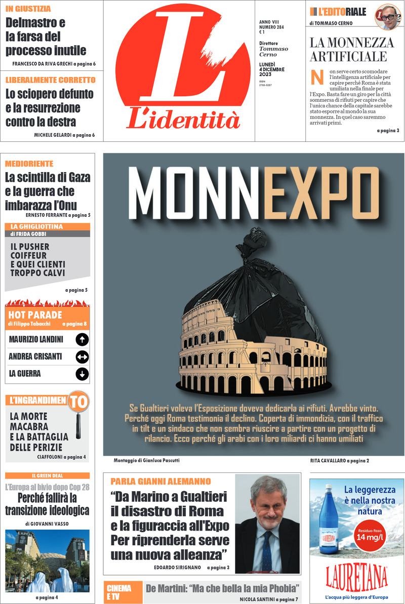 L'Identità - Front Page - 04/12/2023