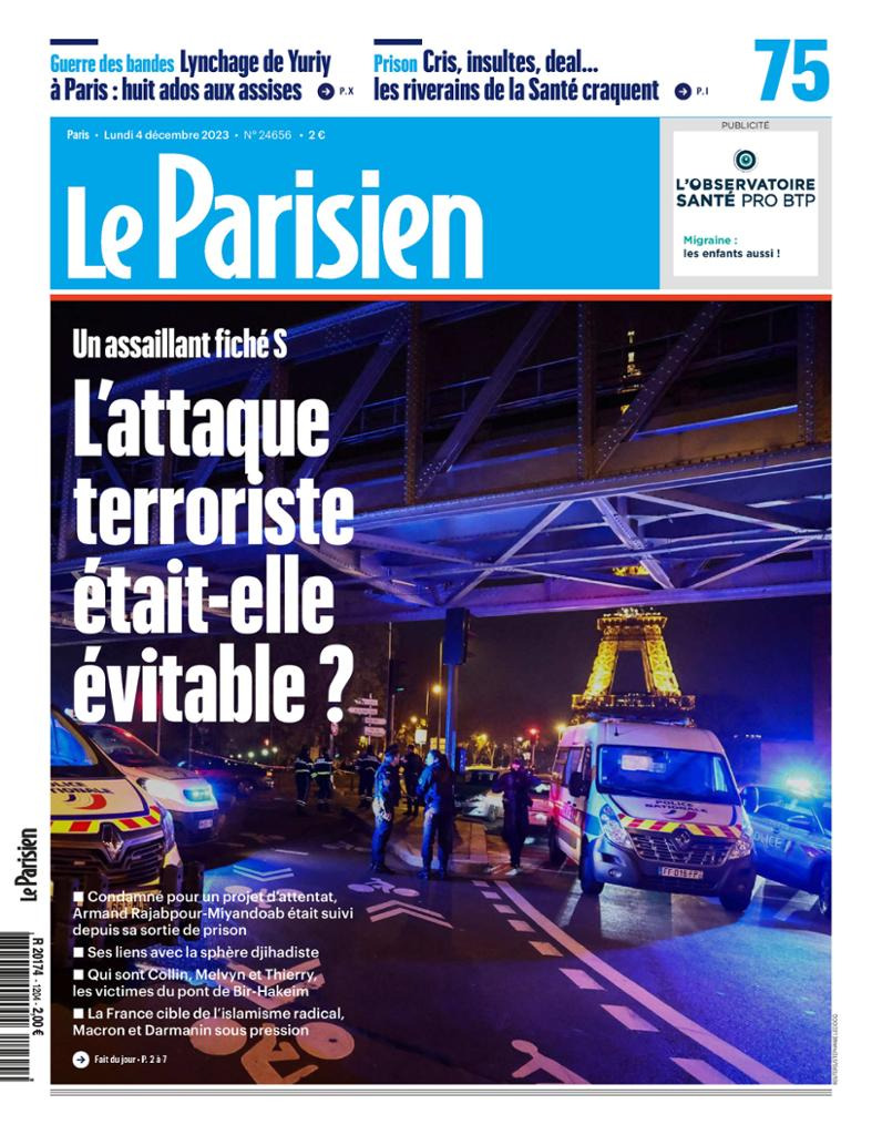 Le Parisien - Front Page - 04/12/2023